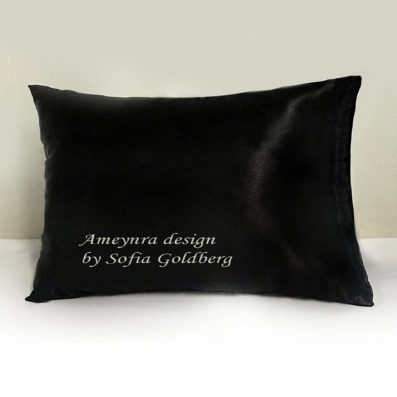 Black Satin Decorative Pillow 16x12 Rectangular. New - Picture 1 of 1